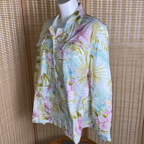 🔷Alfred Dunner Pastel Floral Stretch Button Up Jacket Size 18 - Picture 3 of 6